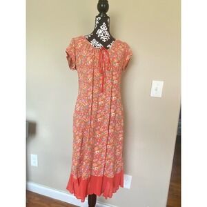 Vintage ZOE Of California Multicolor Floral Rayon Crepe Market Sundress Sz M
